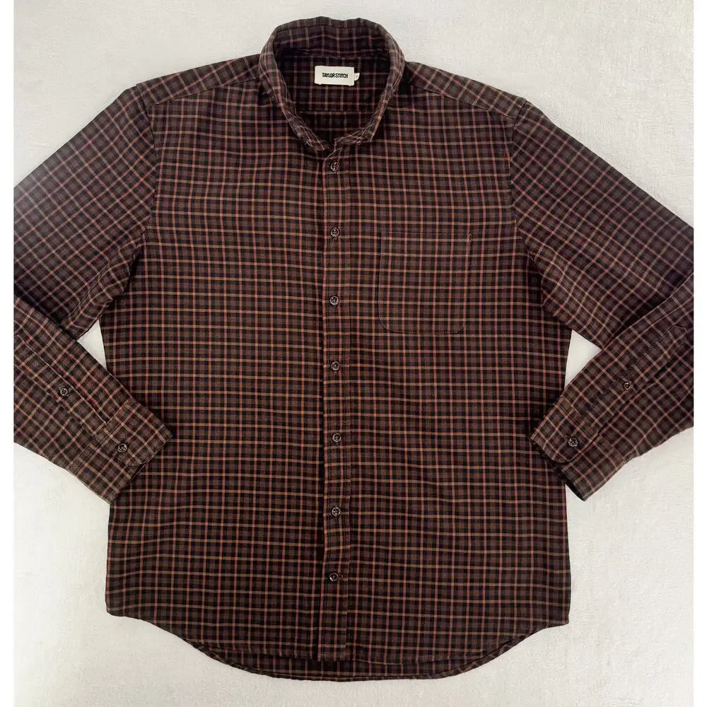 Taylor Stitch Jack Shirt Rust Black Plaid Button Down Shirt 42 L